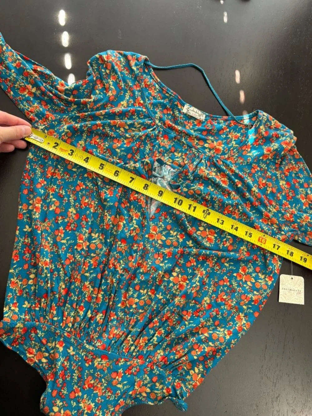NEW Free People Kaya Turquoise Floral Keyhole Cutout Thong Bodysuit Long-Sleeve